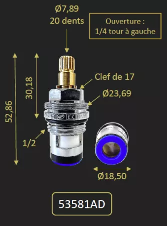 TETE CERAMIQUE EAU FROIDE POUR 88207A 79000A - PAINI R&eacute;f. 53581AD