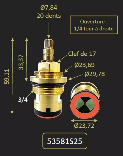 TETE CERAMIQUE OUVERTURE FERMETURE EN  3/4 - PAINI R�f. 53581S25