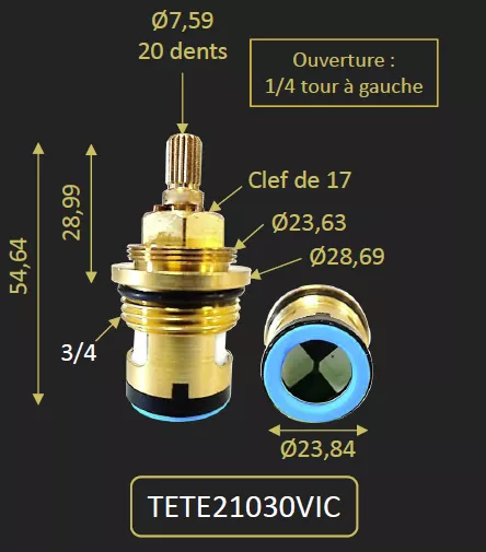 T�te c�ramique pour 21030CRTHVIC - PAINI R�f. TETE21030VIC