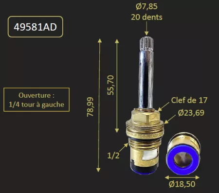 TETE CERAMIQUE POUR ELYPSE 85207 - PAINI R&eacute;f. 49581AD