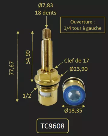 T&ecirc;te c&eacute;ramique pour FHCR9608A ou pour fhcr9628 - PAINI R&eacute;f. TC9608