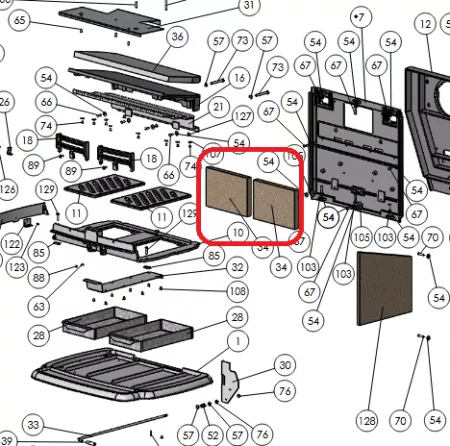 Vermiculite fond foyer (prix unitaire, 2 par poêle) - MORSO Réf. 79360300 (SUIVI)