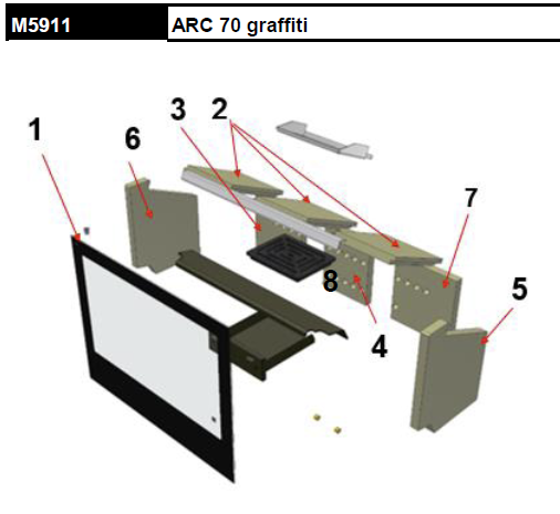 Vitre Arc 70 Graffiti M5911 - ROCAL r�f. M5706-200