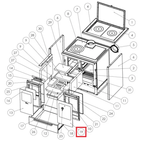 Vitre de four avec joint - LACUNZA r&eacute;f. 5015200003