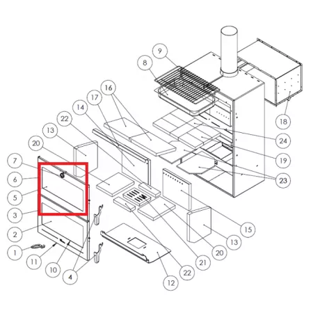 Vitre de four avec joint - LACUNZA r&eacute;f. 5021040001