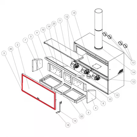 Vitre et joint pour porte 1000 - LACUNZA r&eacute;f. 5047400000