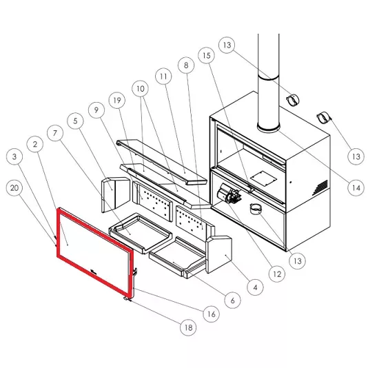 Vitre et joint pour porte 700 - LACUNZA r�f. 5047300000
