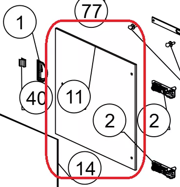 Vitre int&eacute;rieure four 348x315mm = LA NORDICA R&eacute;f. 1024104