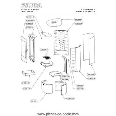 Vue �clat�e - Po�le � bois GOTHAM FEXP - SUPRA R�f. 117113